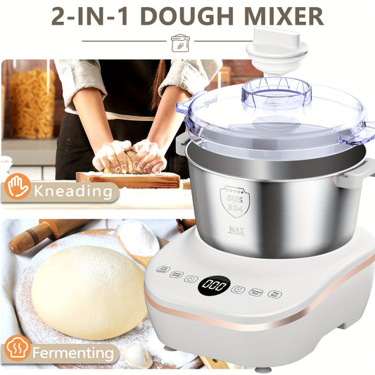 7L(7.3QT)Electric Dough Mixer with Ferment Function, Bread Maker Machine, Dough Maker Machine with 304 Stainless Steel Bowl, Microcomputer Timing, Household Flour Kneading Machine for Pizza Bread, Christmas Gift