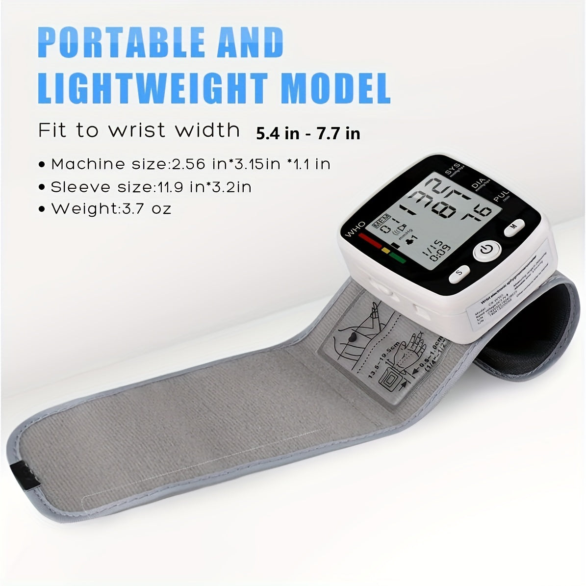 CHANG KUN Wrist Blood Pressure Monitor Digital BP Monitor Rechargeable BP Machine with Portable Storage Box, with 2x99 Readings Memory, Adjustable 5.4"-7.7" Cuff, Large LCD Display Voice Broadcast Portable Carrying