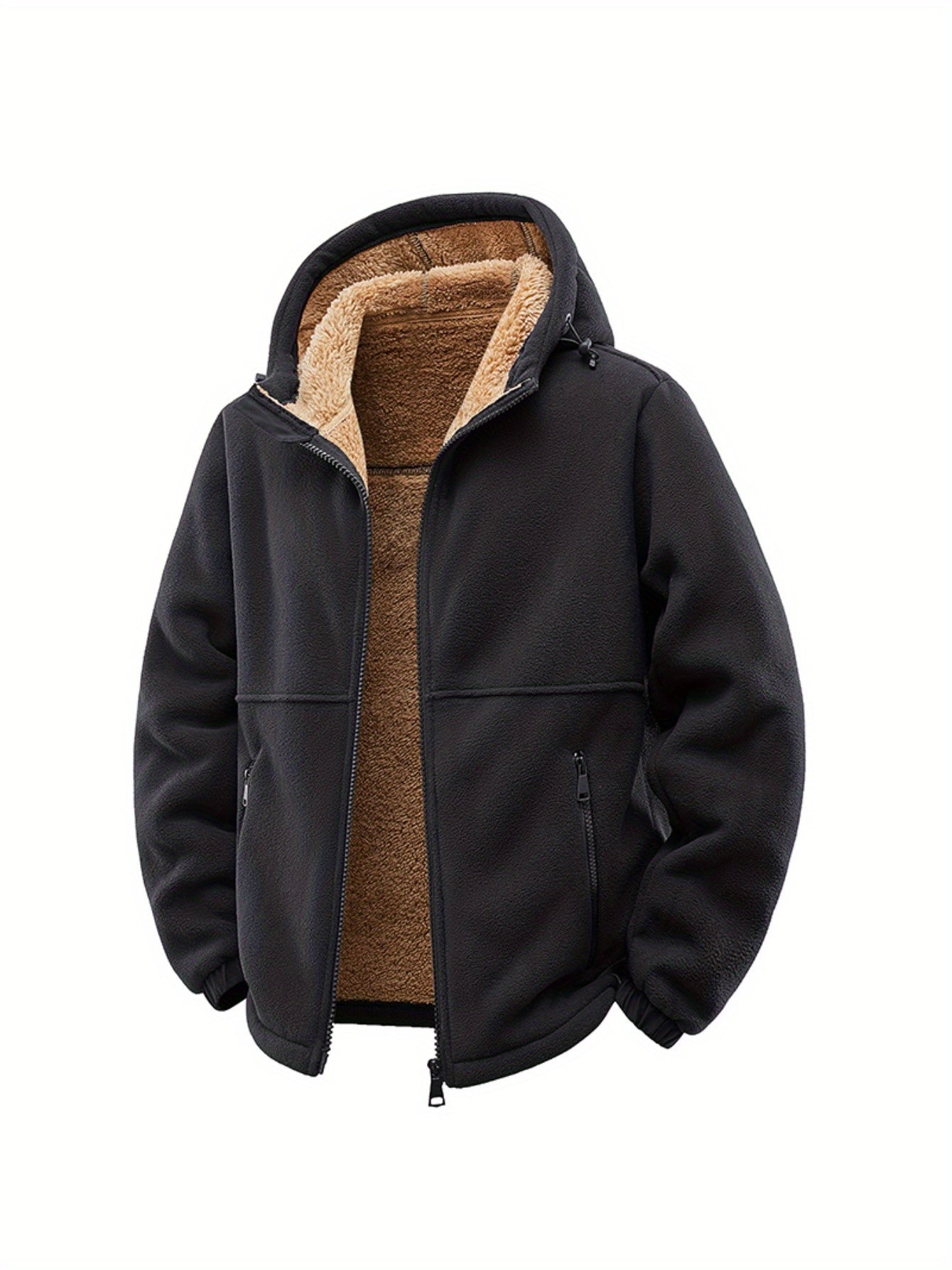 Men's Hooded Fleece Cardigan Plush Thick Warm Jacket