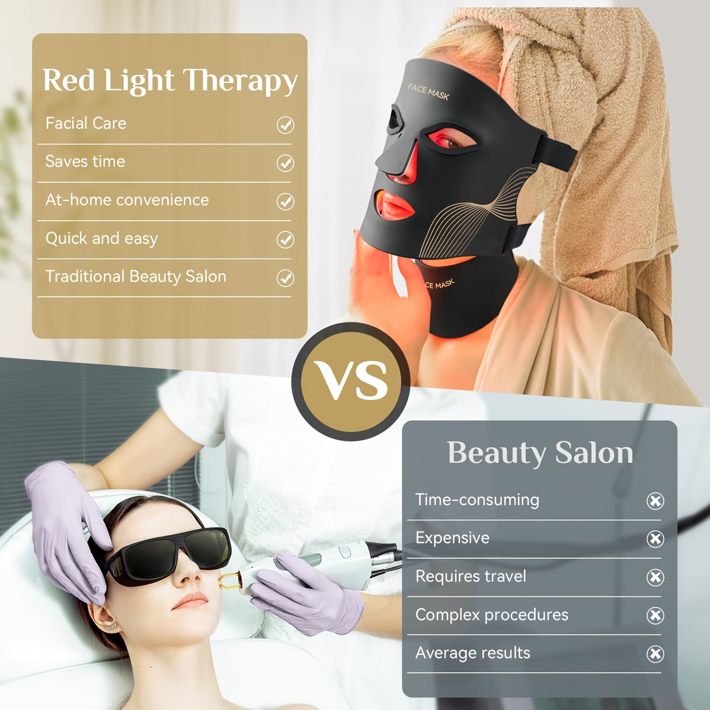 FDA Cleared, Red Light Relax, 7-color LED Light Relax Mask Skin Care, LED Face And Neck Mask (red) - Wavelength Suitable for Home Use, Easy to Achieve Advanced Skin Care, Improve Skin, Acne Whitening And Hydration