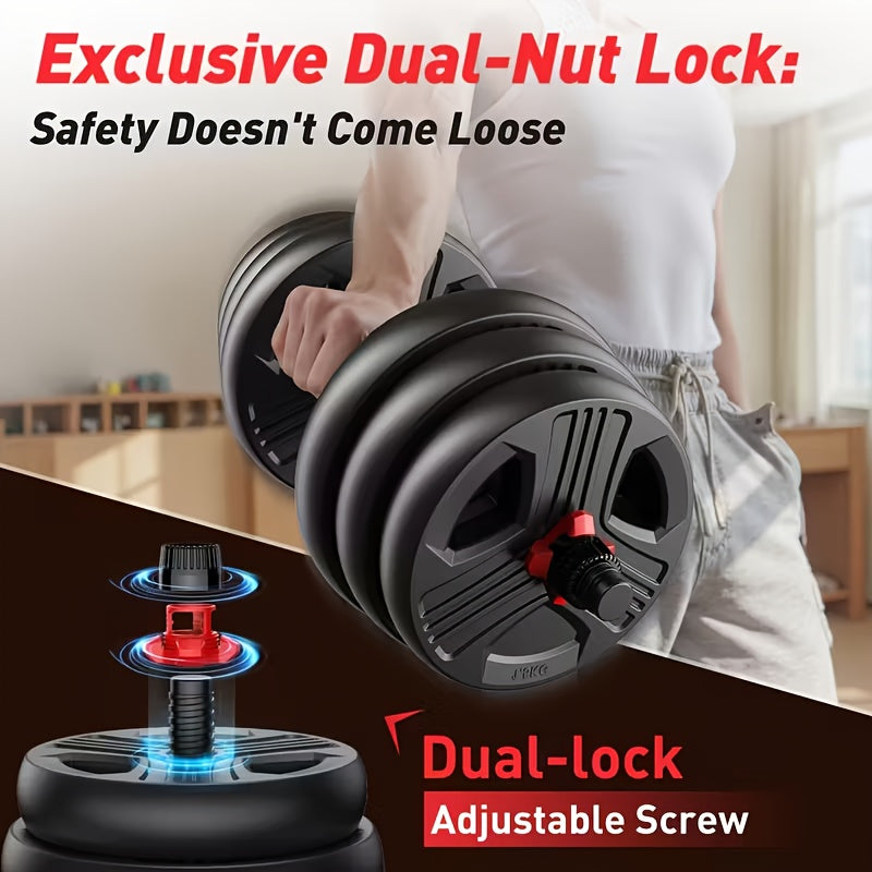 Adjustable Dumbbell Set 20-90lbs 4-in-1 Free Weights for home Gym - Convertible to Kettlebell, Barbell & Push-Up Stand - Heavy Duty Multi-Poundage Training Equipment Suitable for Men & Women, Ideal Christmas & Thanksgiving Gi