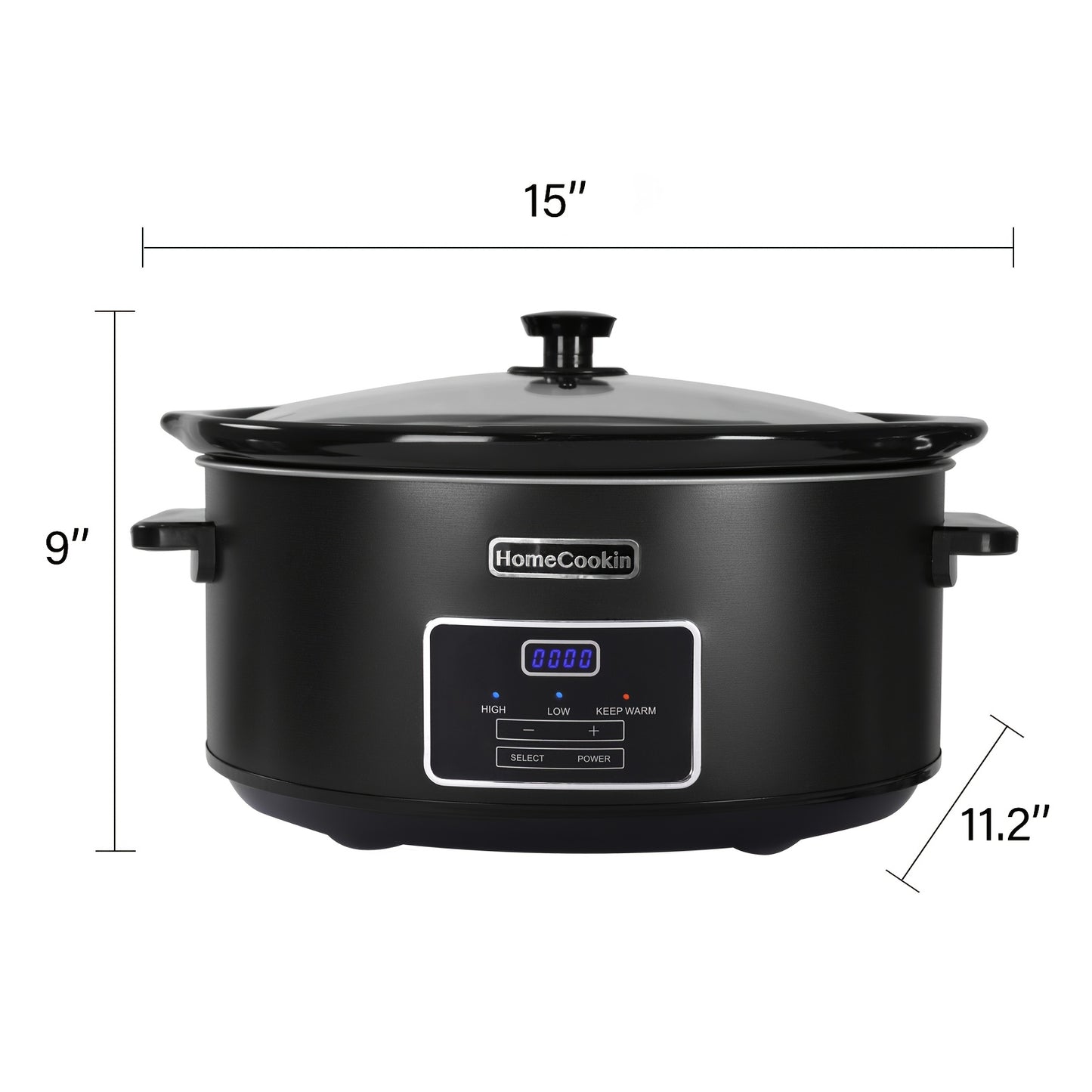 Homecookin Digital Slow Cooker with Non-Stick Ceramic Bowl - Programmable Countdown Timer & Keep Warm Function, Perfect for Family Meals, Soups, Stews, Holiday Cooking, House Party