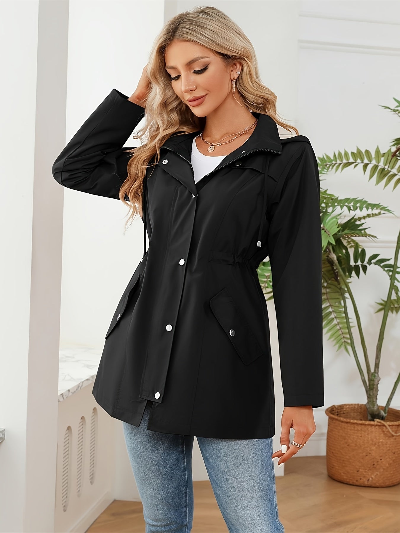 KTILG Women Outdoor Raincoat Hooded Lightweight Waterproof Jacket