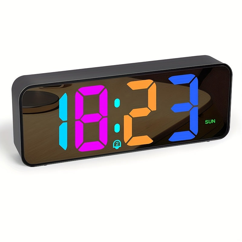 Large-Screen Digital Alarm Clock with Voice & USB Charging Port - 6.5-inch -Friendly Bedside Clock, Snooze, Volume & Brightness Adjustment, USB- (Mains Required) for & visually - Heavy-Duty