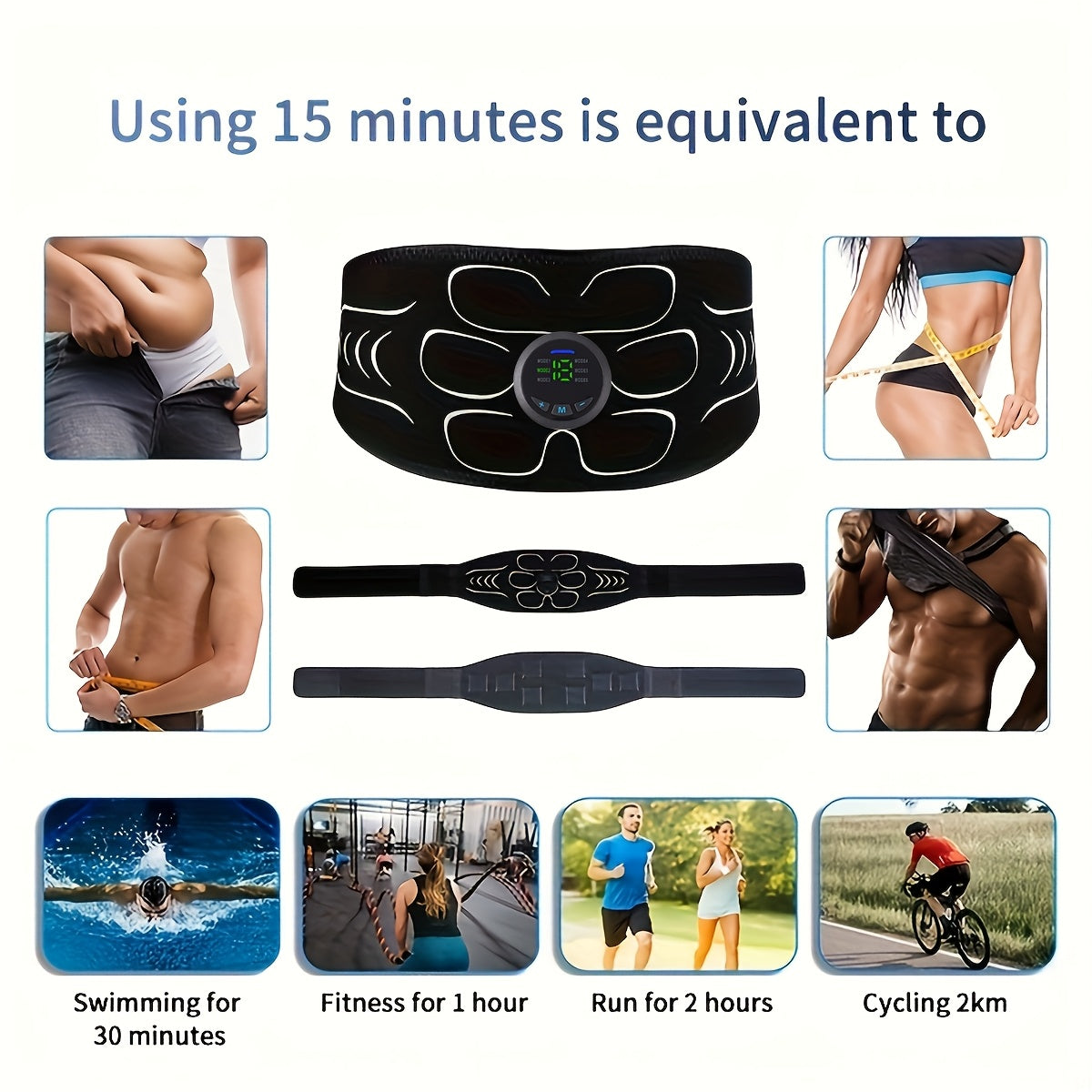 Rechargeable EMS Muscle Fitness Massage 3pcs Set -6 Modes, 18 Level Intensity Adjustment, Muscle Training And Relax Stimulator, Lithium Battery Powered, EMS Muscle Stimulation Massage, Perfect Christmas Gift//Black Five Promo