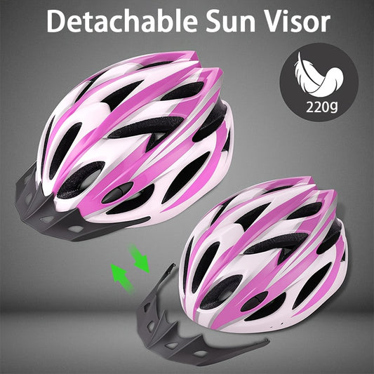 Bicycle Helmet, Unisex Adjustable Lightweight, Breathable Ventilated Honeycomb Design, Built-in Cushioning Pads Sun Visor, Safe Comfortable Riding Experience for Cycling