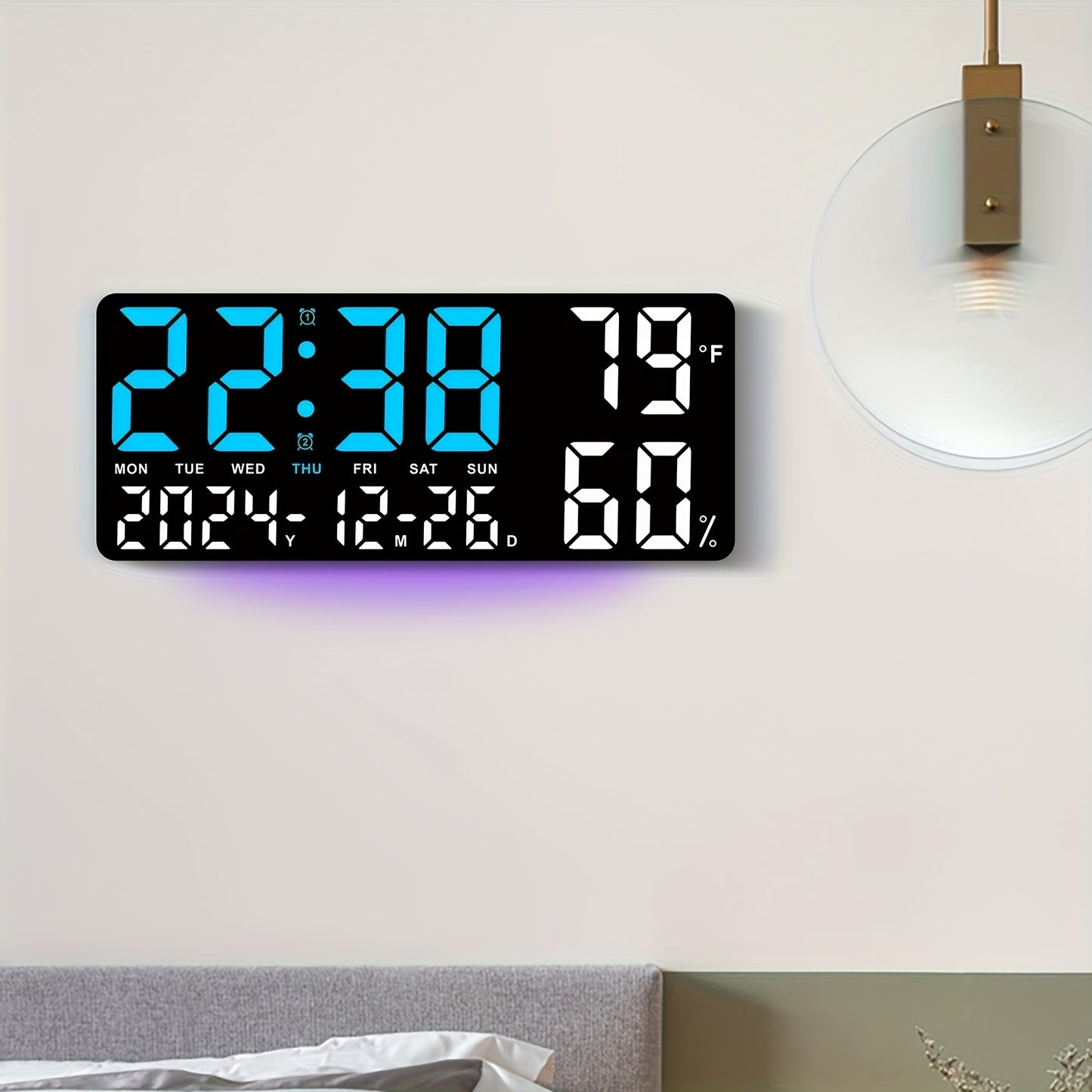 15" Modern Large Screen LED Alarm Clock with Date, Week, Temp, Humidity, Timer, Remote & Adjustable Brightness - Stylish Gift for Dad, Ideal for Seniors, Bedroom, Office, Or Living Room