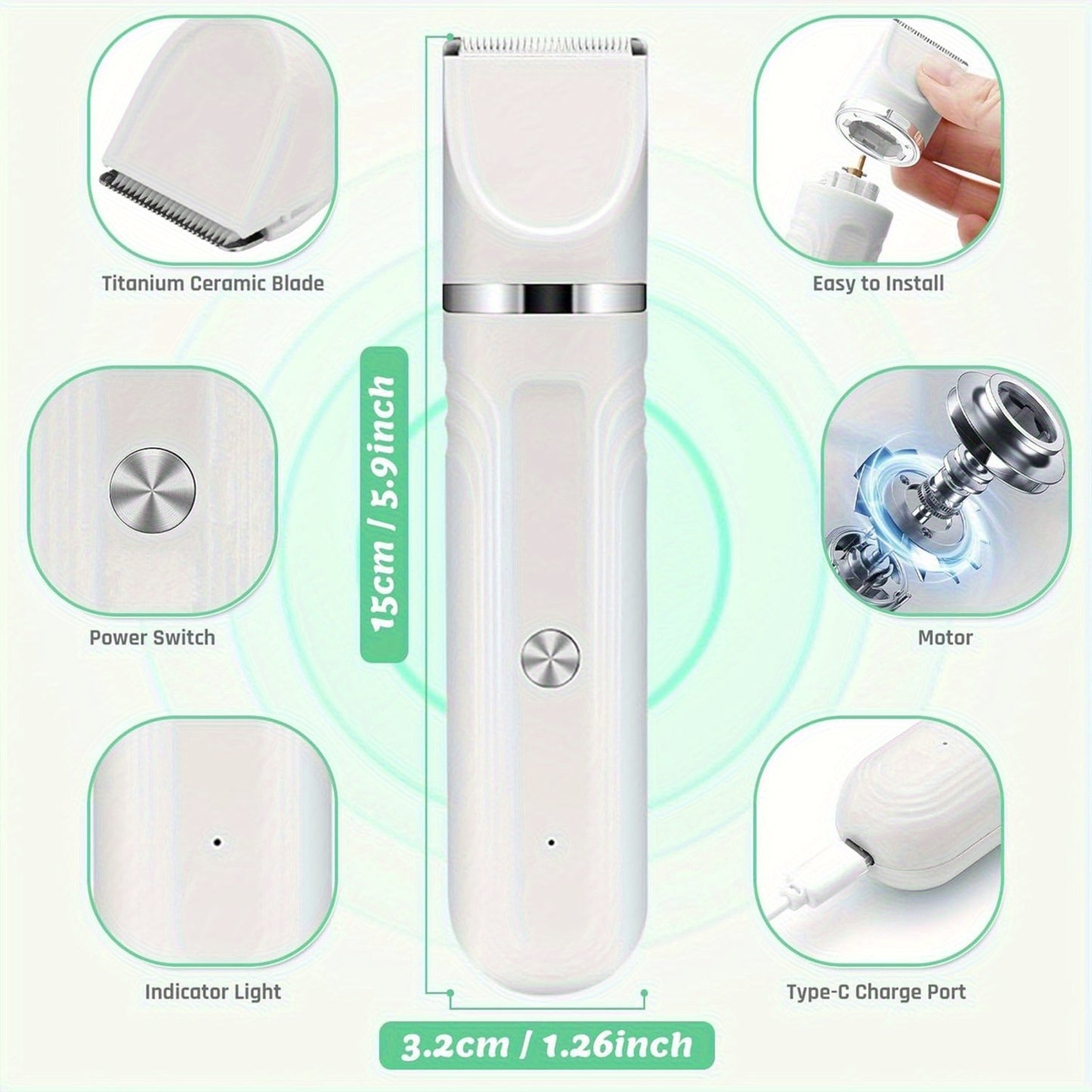 Dog Hair Clipper Set Low Noise USB Rechargeable Pet Grooming
