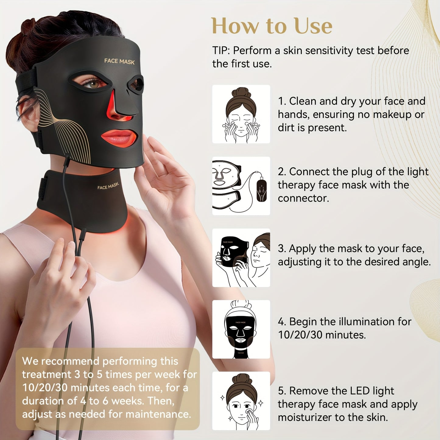 FDA Cleared, Red Light Relax, 7-color LED Light Relax Mask Skin Care, LED Face And Neck Mask (red) - Wavelength Suitable for Home Use, Easy to Achieve Advanced Skin Care, Improve Skin, Acne Whitening And Hydration