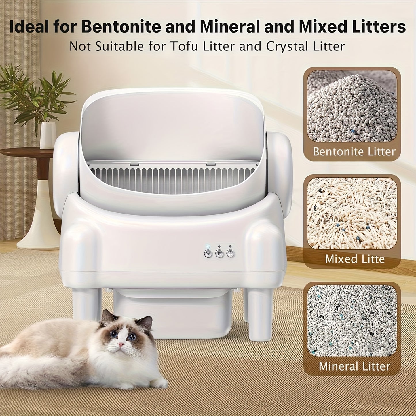 Self-Cleaning Litter Box App-Controlled Large Capacity