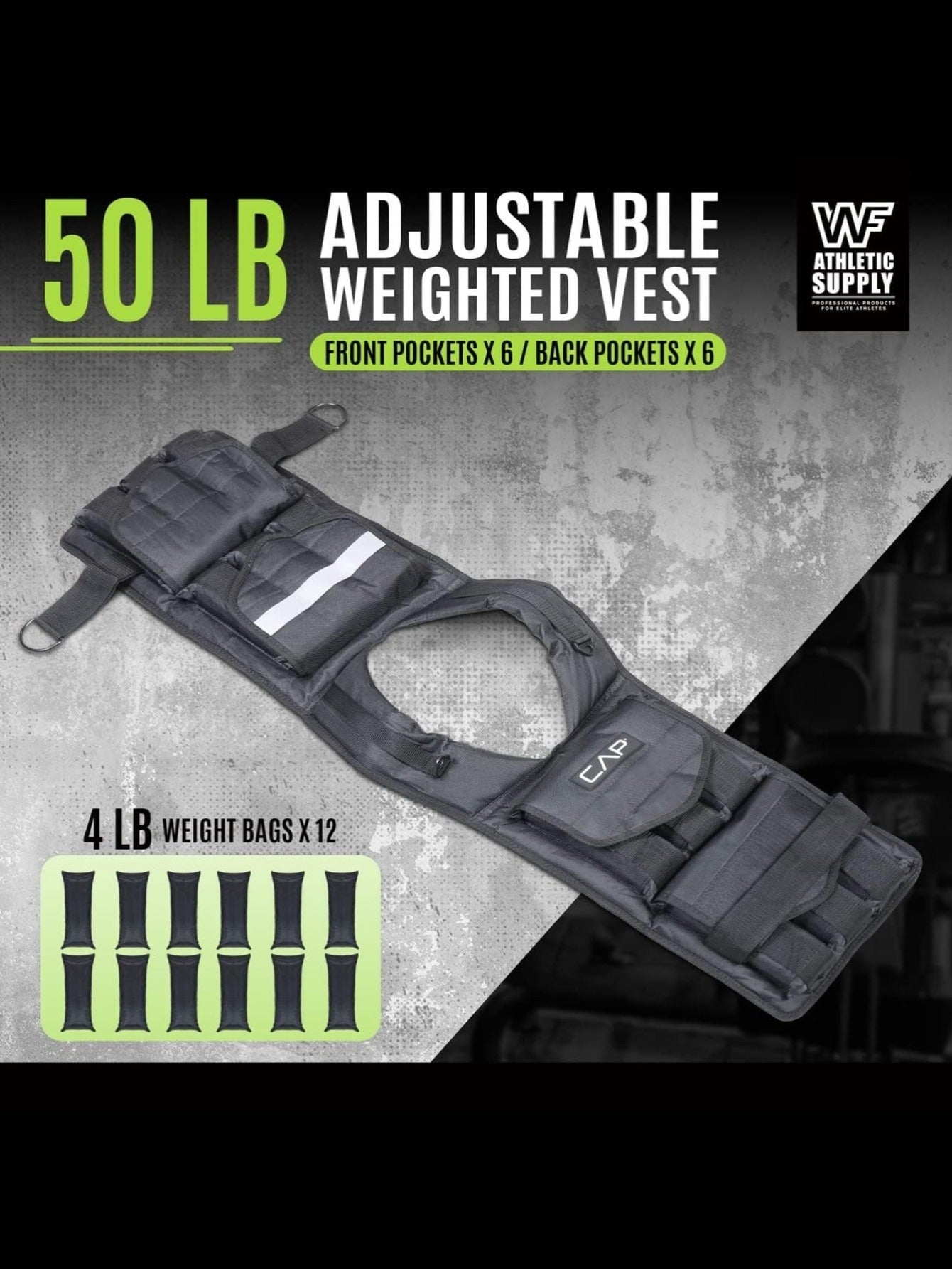 CAPHAUS Weighted Vest For Strength Training Adjustable 50 Lb