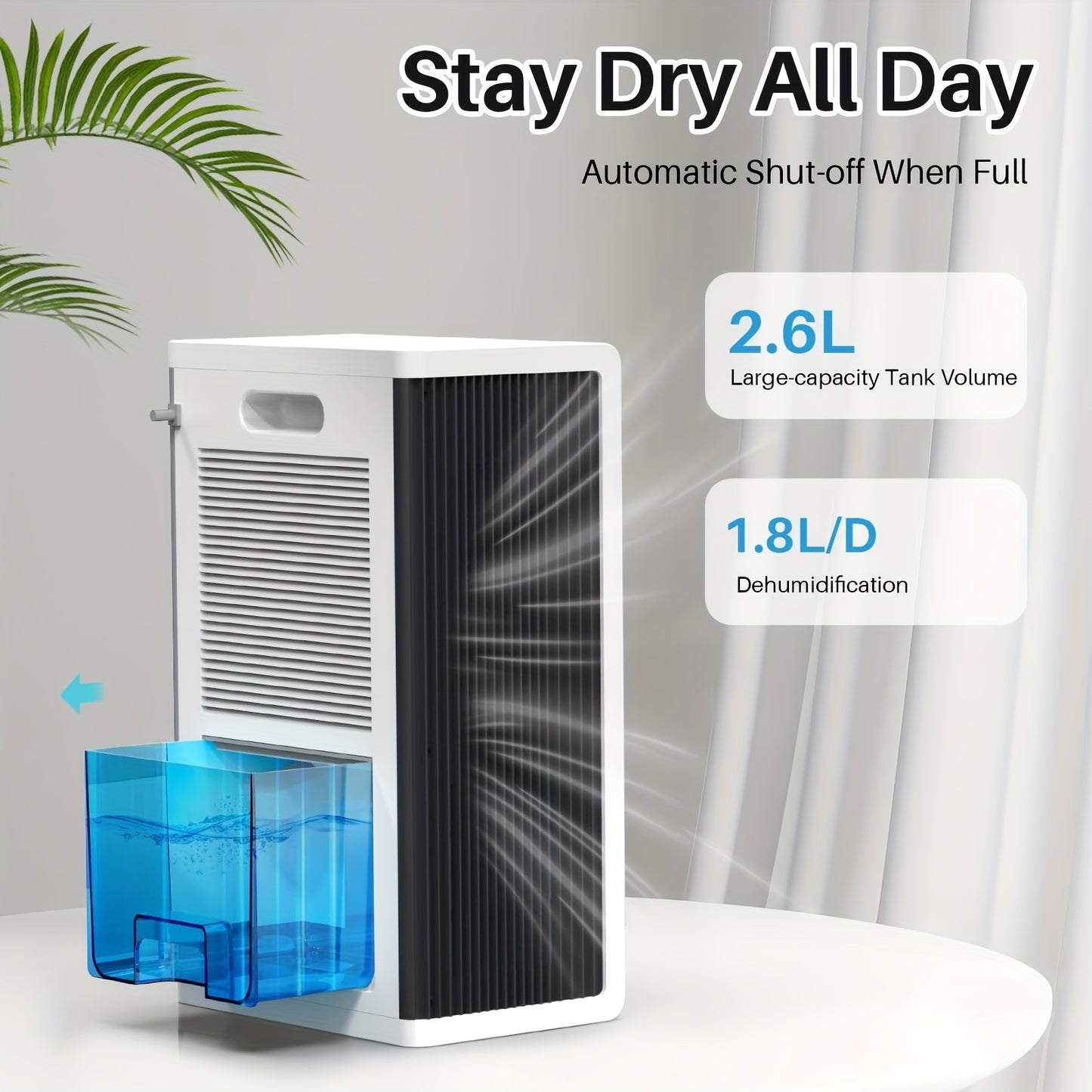 Portable Dehumidifier with an 88Oz Water Tank, Suitable for Bedrooms And Covering Up to 1000 Sq. Ft. It Operates Quietly And Efficiently Manages Moisture in Homes, Bathrooms, Basements, Rvs, And Closets. Features Include 7 LE