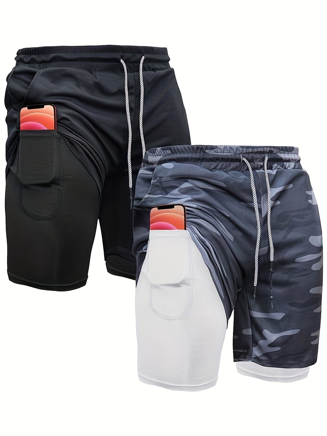 OEBLD Men's 2-in-1 Running Shorts Lightweight Polyester