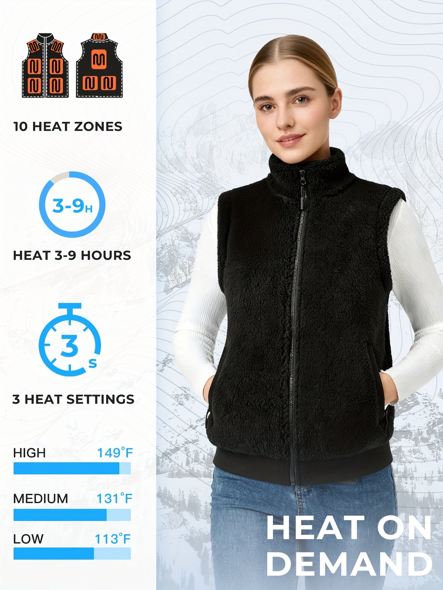 Heated Vest Fuzzy Fleece For Women 16000mAh Battery