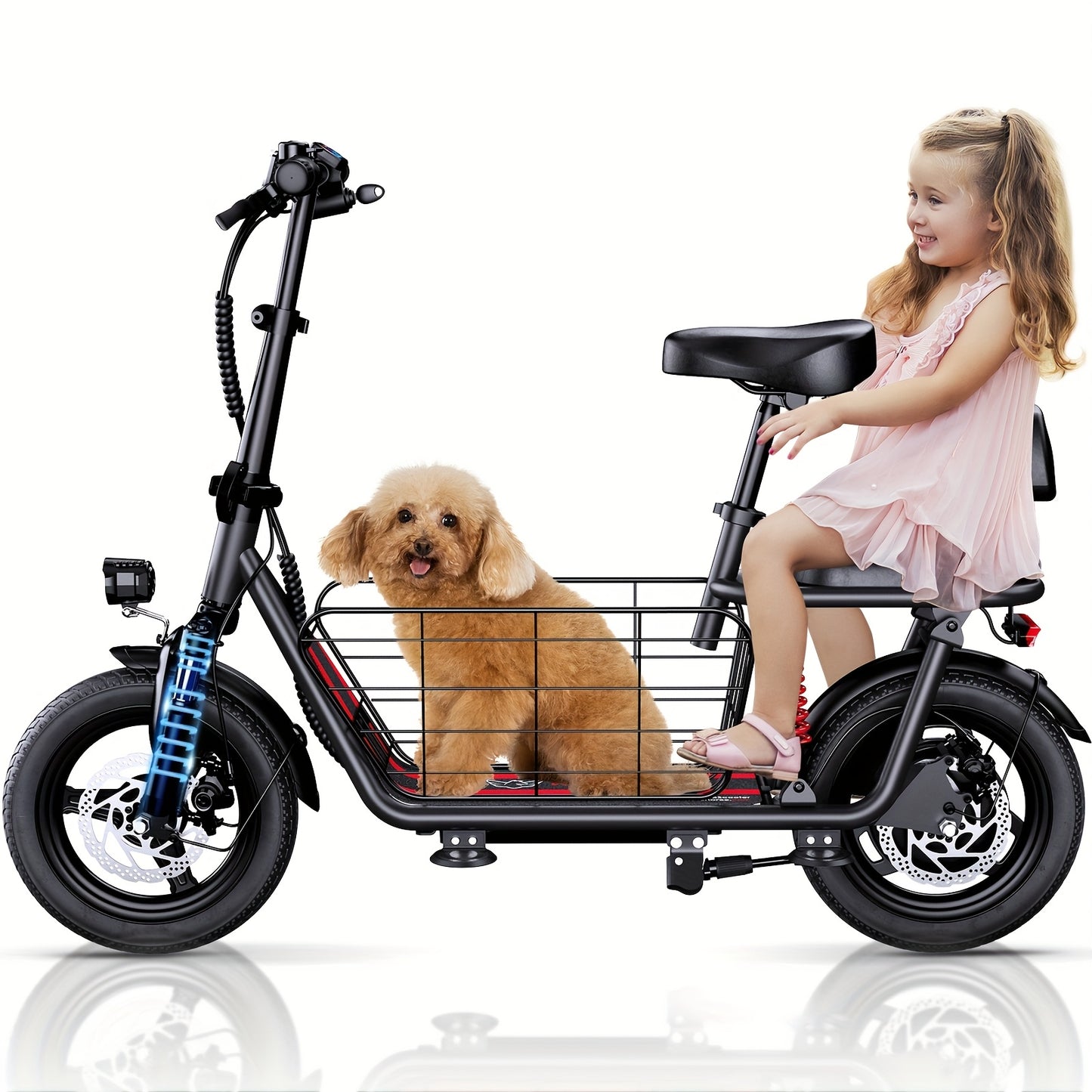 WINDHORSE Electric Scooter With Seat And Basket Dual Suspension