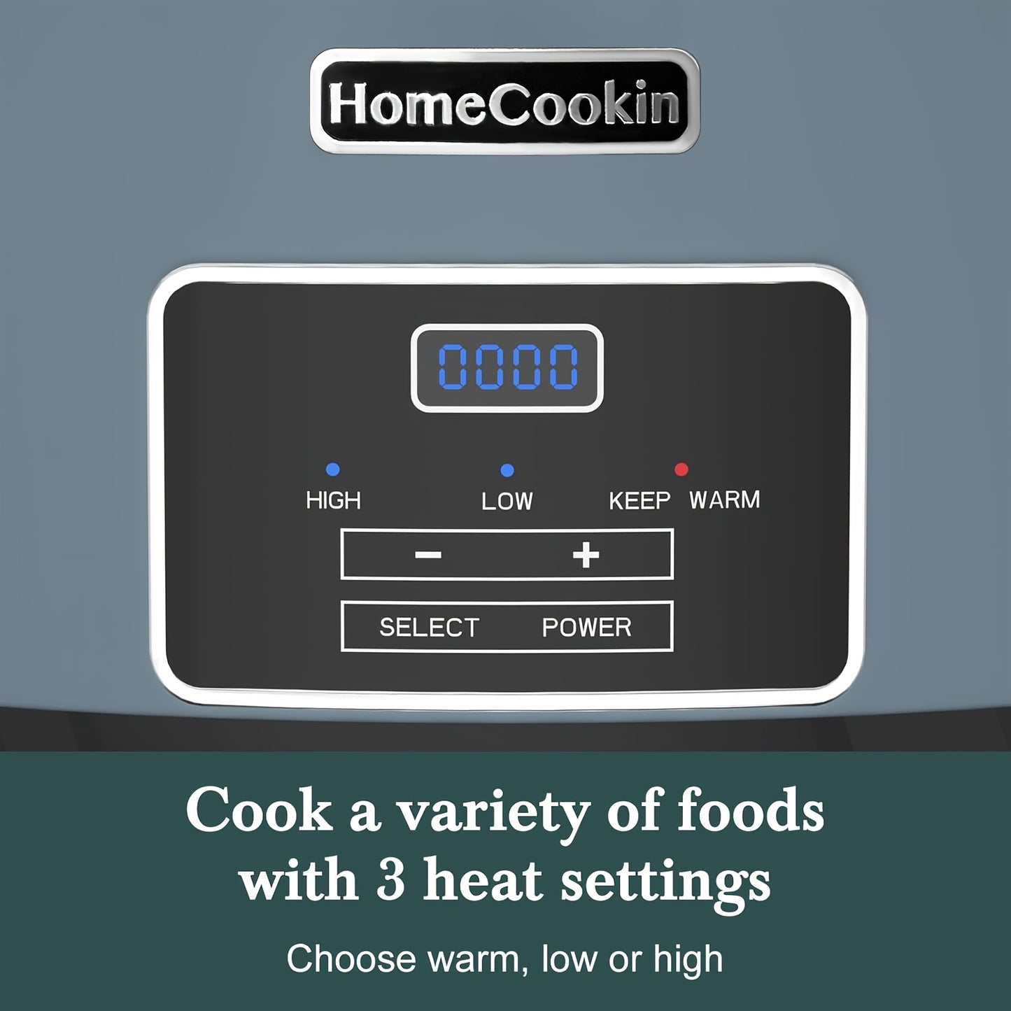 8 Quart Large Digital Slow Cooker with Stoneware Pot - Programmable Slow Cooker with Keep Warm Function, Digital Display & One-Touch Operation, 240W, Red/Blue//Black - Ideal for Family Dinners, Roasts, Stews