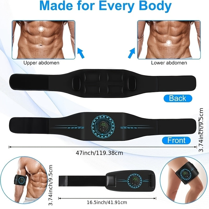 3-in-1 EMS Muscle Stimulator | 8 Modes & 20-Level Intensity, Toner Belt Abs Stimulator, Rechargeable Battery, USB Powered by MOOD LIGHT