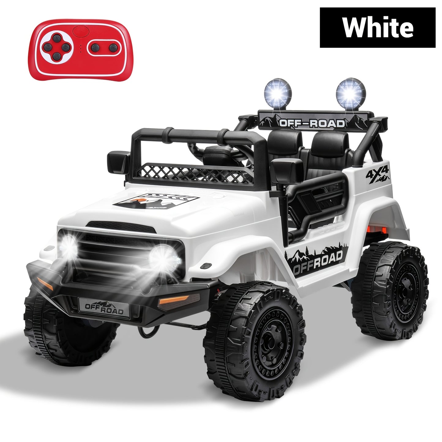 12V Battery Kids Ride On Truck | 4 Wheels Kids' Electric Vehicles Off-Road, Electric Toys Car For Kids With Remote, 3 Speed, Spring Suspension, Led Lights, Music, Christmas Birthday Children Gifts, Colors:, Red, Pink, Army Gr