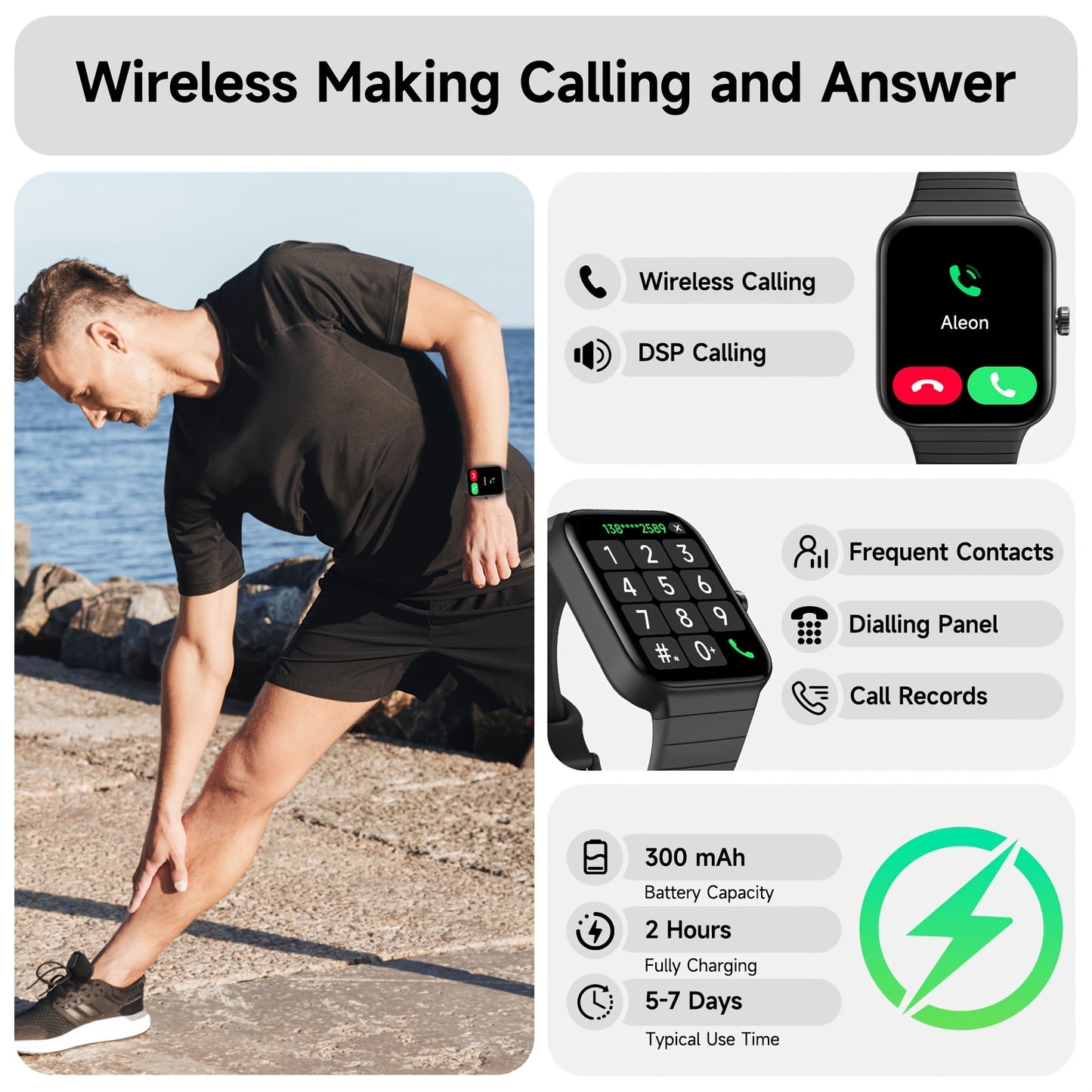 RJHGP Smart Watch Alexa Built-in Calls, Fitness Tracker, Sleep Monitor