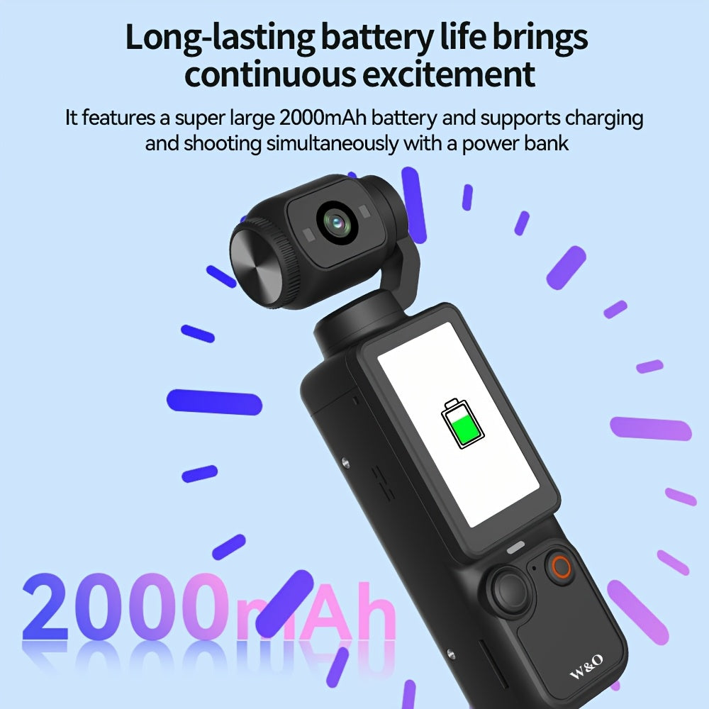 W&O Pocket Camera 4K Video Recording with Rotating Screen