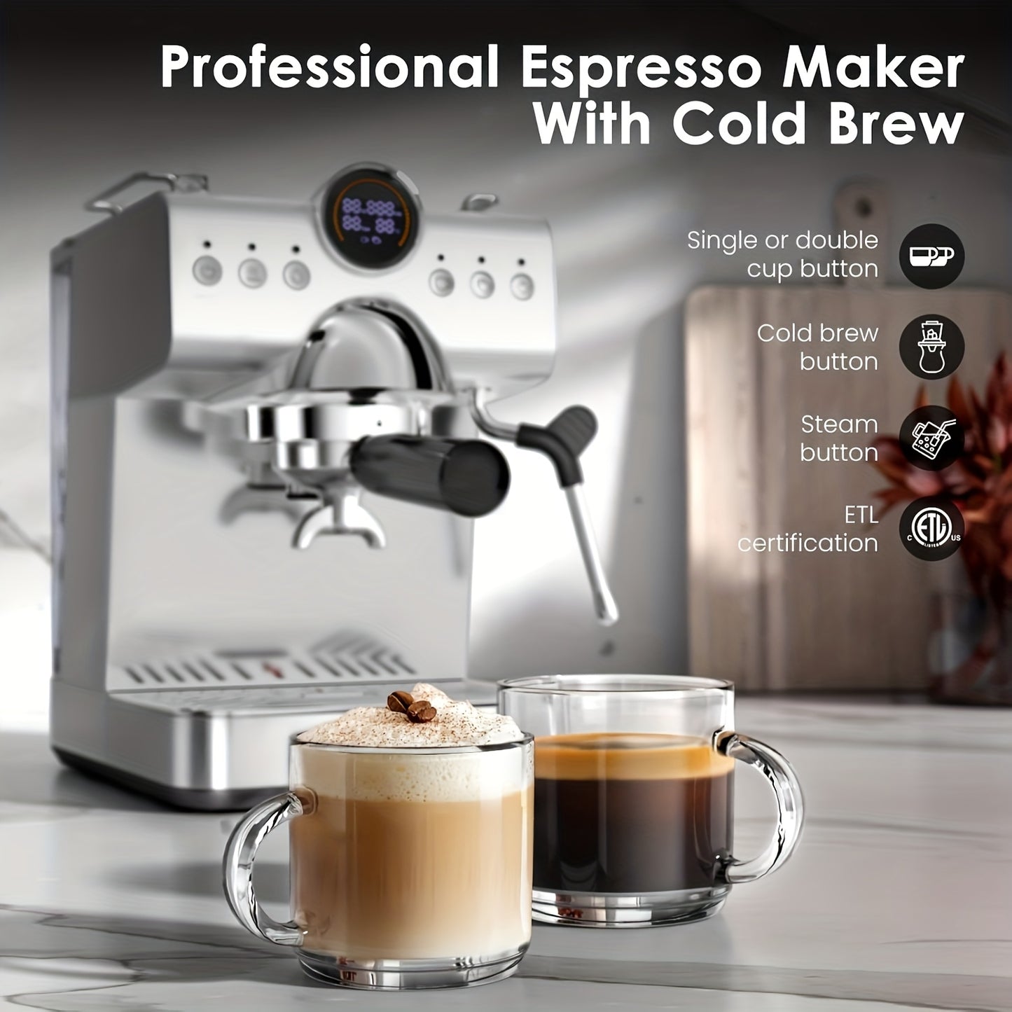 CRZOE Espresso Machine With Powerful Built-In Grinder
