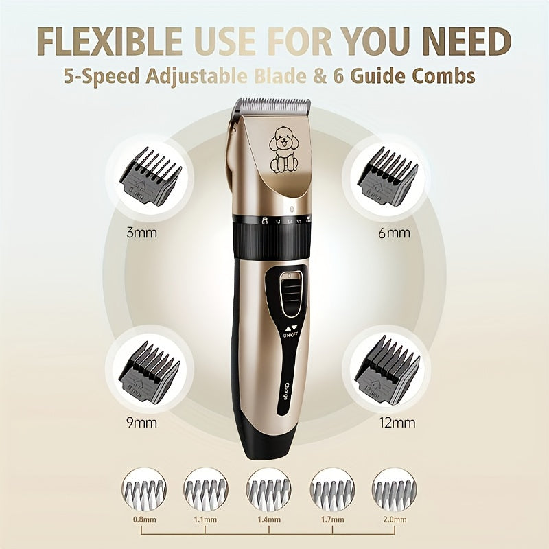 Pet Grooming Kit USB Rechargeable 4-in-1 Low-Noise Cordless