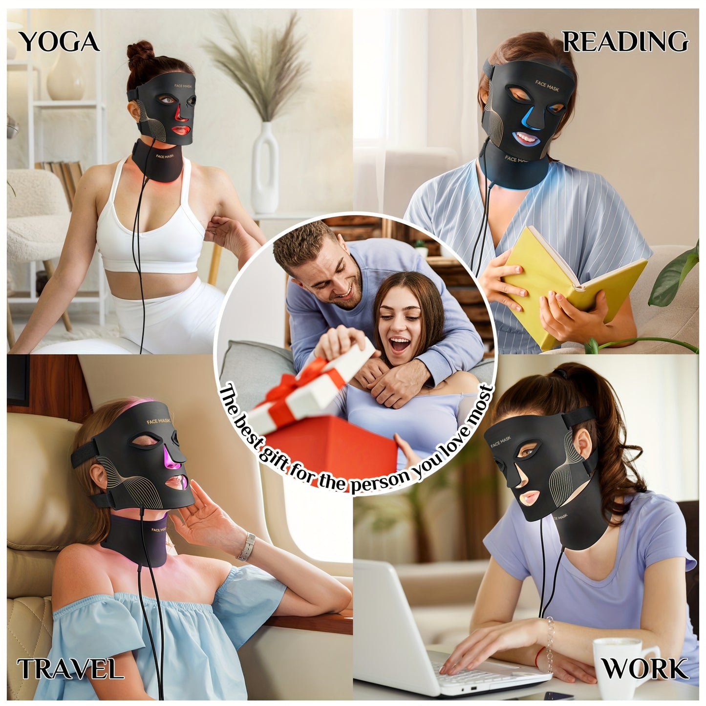 FDA Cleared, Red Light Relax, 7-color LED Light Relax Mask Skin Care, LED Face And Neck Mask (red) - Wavelength Suitable for Home Use, Easy to Achieve Advanced Skin Care, Improve Skin, Acne Whitening And Hydration