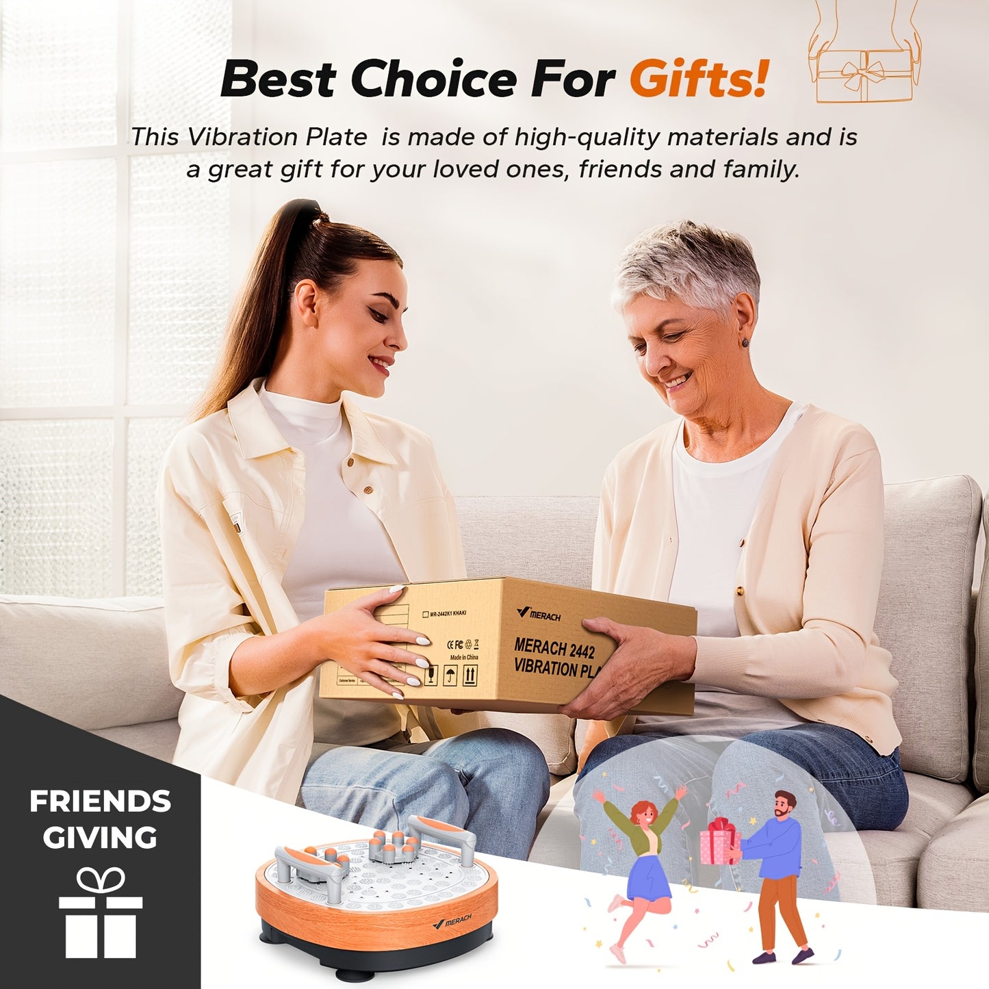 MERACH Vibration Plate Exercise Machine with Foot Massager, Office Vibrating Plate Exercise Machine for Weight Loss, 0-99 Levels Amplitude And Easy to Store, Acupressure Leg