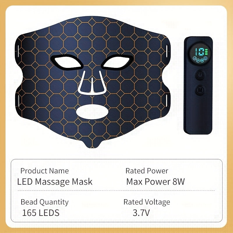 Four-mode LED Massage Mask, Rechargeable USB Powered Skin Care Beauty Mask, Equipped with 2000mAh Lithium Battery, No Fragrance, Suitable for Home Spa Relaxation