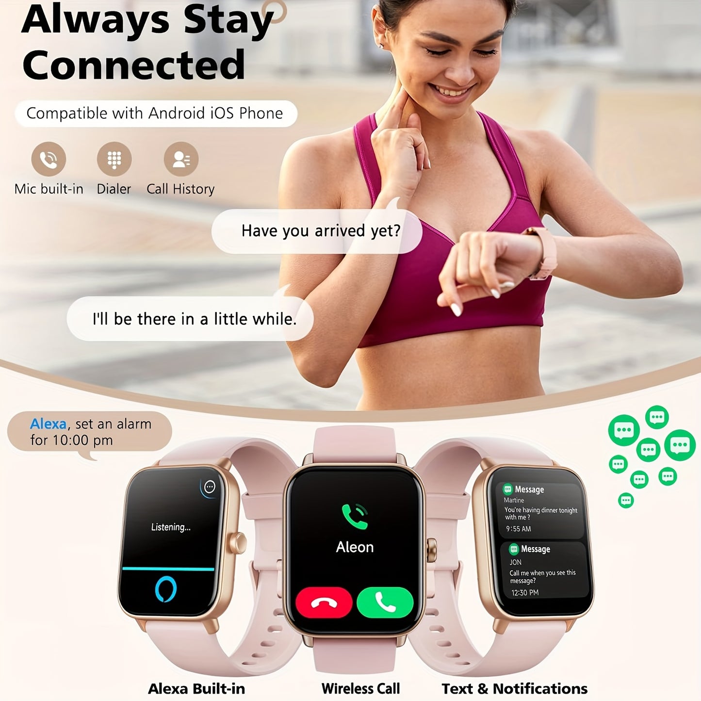 RJHGP Smart Watch Alexa Built-in Calls, Fitness Tracker, Sleep Monitor
