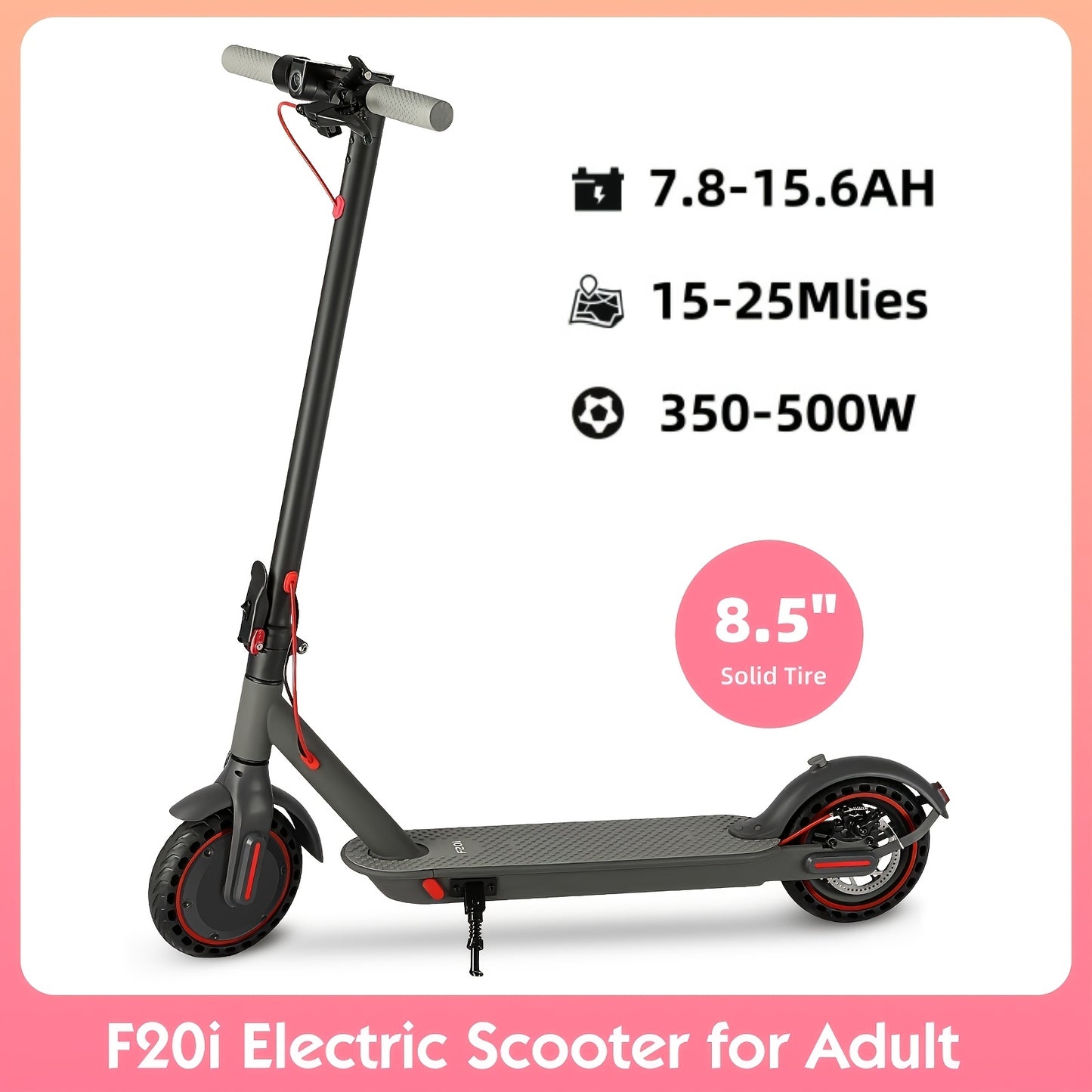 Lightweight Foldable Electric Scooter ,8.5" -10" Solid tires 7.8AH-15.6AH Battery, 19MPH  Speed, 350W-500W motor, 15-25 Miles Range ,Urban Commuting, Portable Mobility, Christmas present, Modern,City Travelers, Adult，tuya a