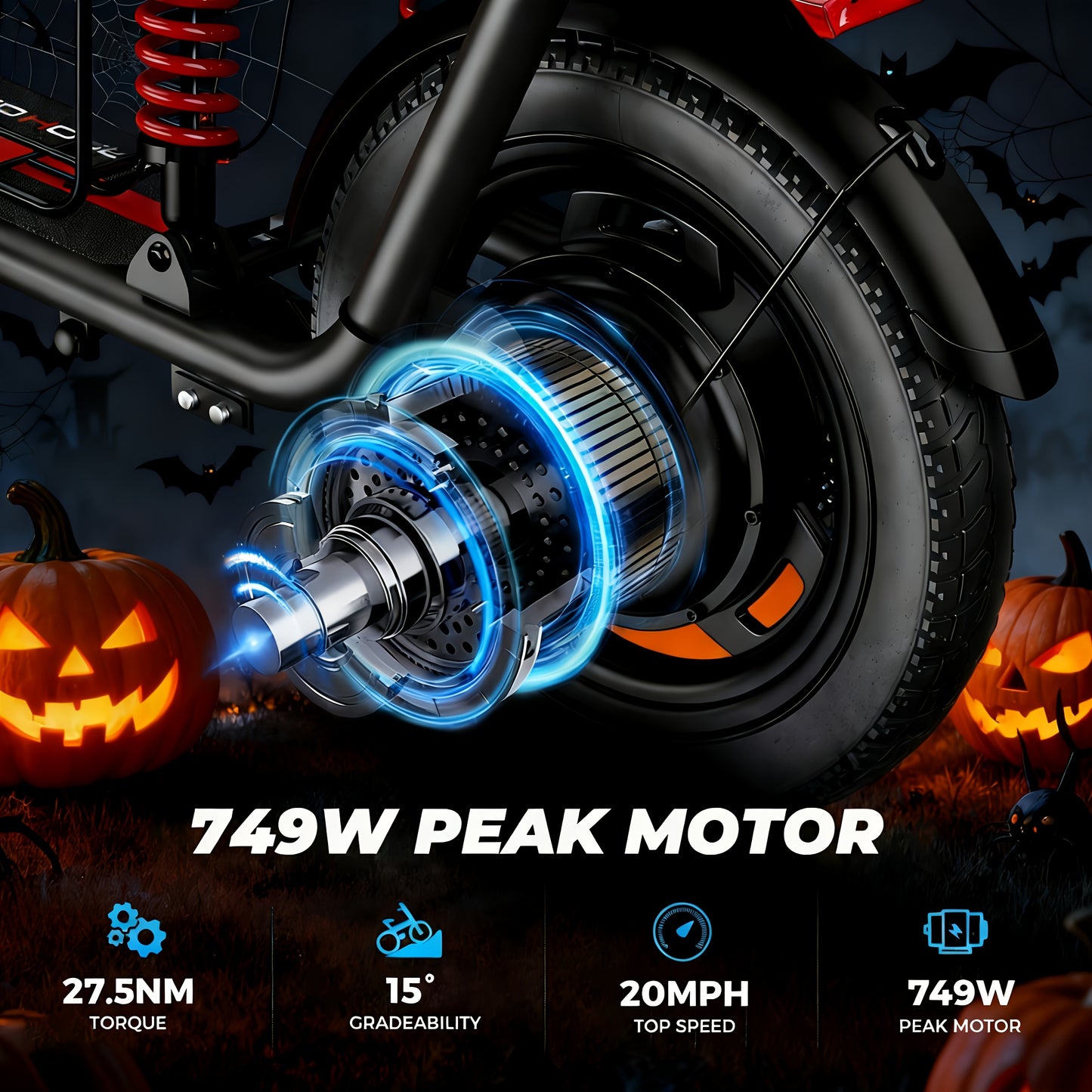 749W Peak Cargo Electric Scooter - 25 Mile Range, 20MPH, Dual Suspension, LCD Display, 330lbs Max Load, Adult Ebike with Basket & Cruise Control, Commuter Bike for Urban Travel, Black, Electric Scooter for Adults, Commuter Bi
