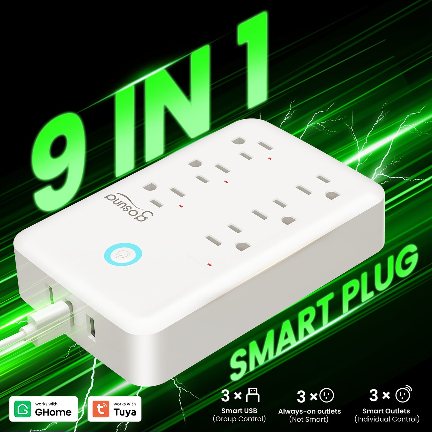Gosund Smart WiFi Power Strip With 3 Individually Controlled Outlets