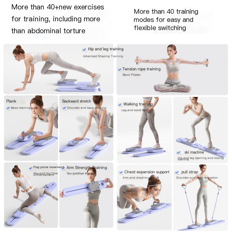 Split Pilates balance board, 40+ exercise movements, multifunctional fitness tool, (abdominal board, ski machine, plank support, Pilates board, arm trainer, walking machine, tension rope, push-ups), any spacing to adjust 360