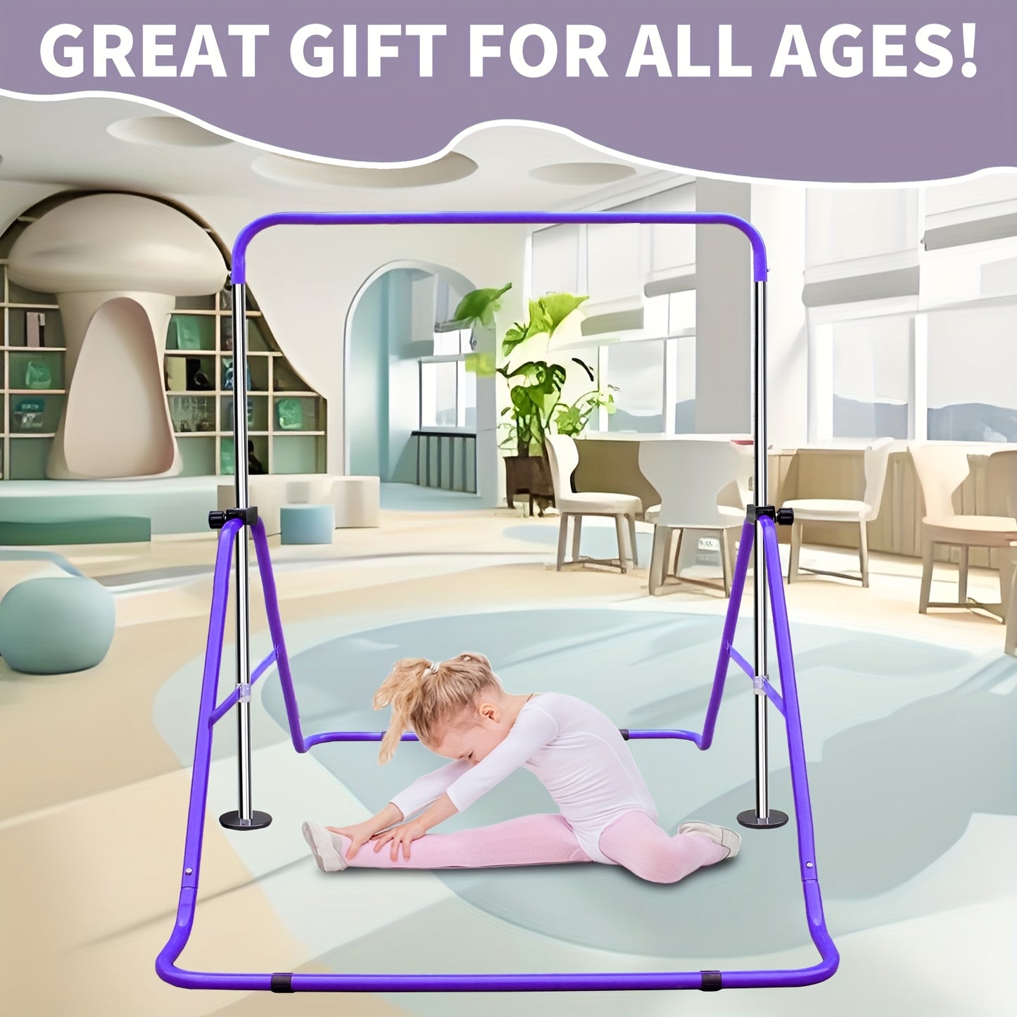 Adjustable Gymnastics Bar for Children Featuring Rings, Suitable for Home Use As a Folding Training Monkey Bar