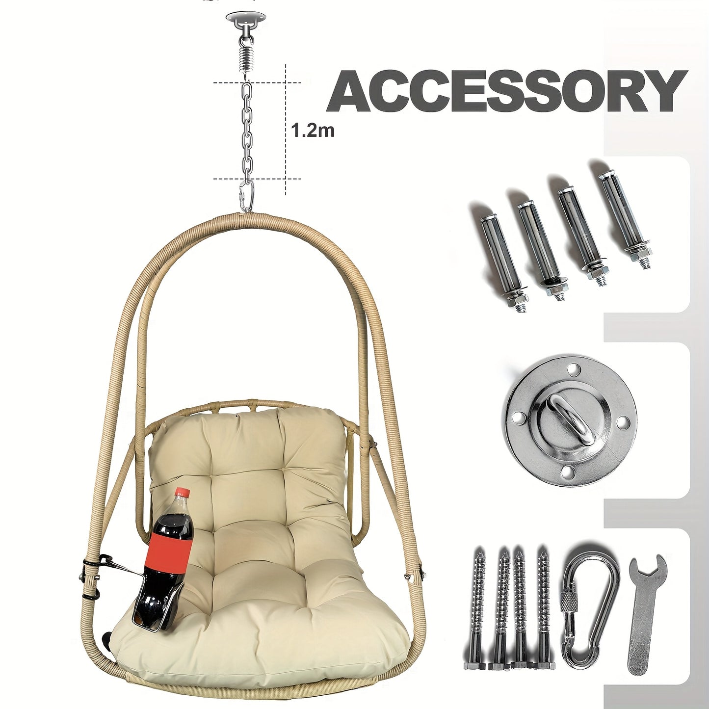 JESE Egg Basket Swing Chair Cushioned For Outdoor Leisure