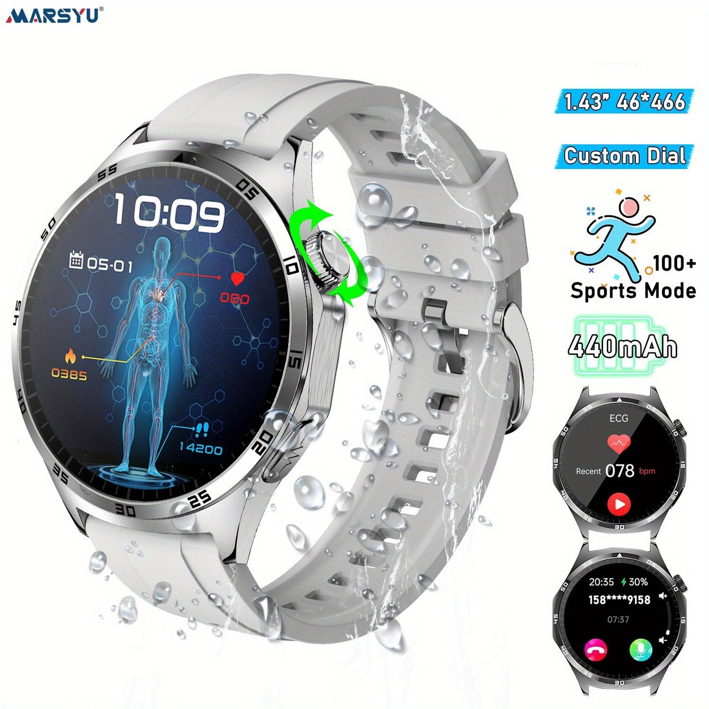 YYKY Smartwatch AMOLED Display Long-Lasting Battery Bluetooth 5.0