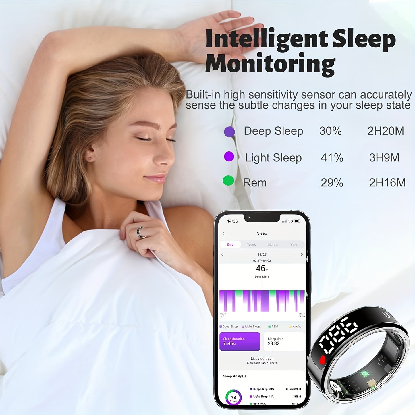 Smart Health Ring Titanium Alloy With Display