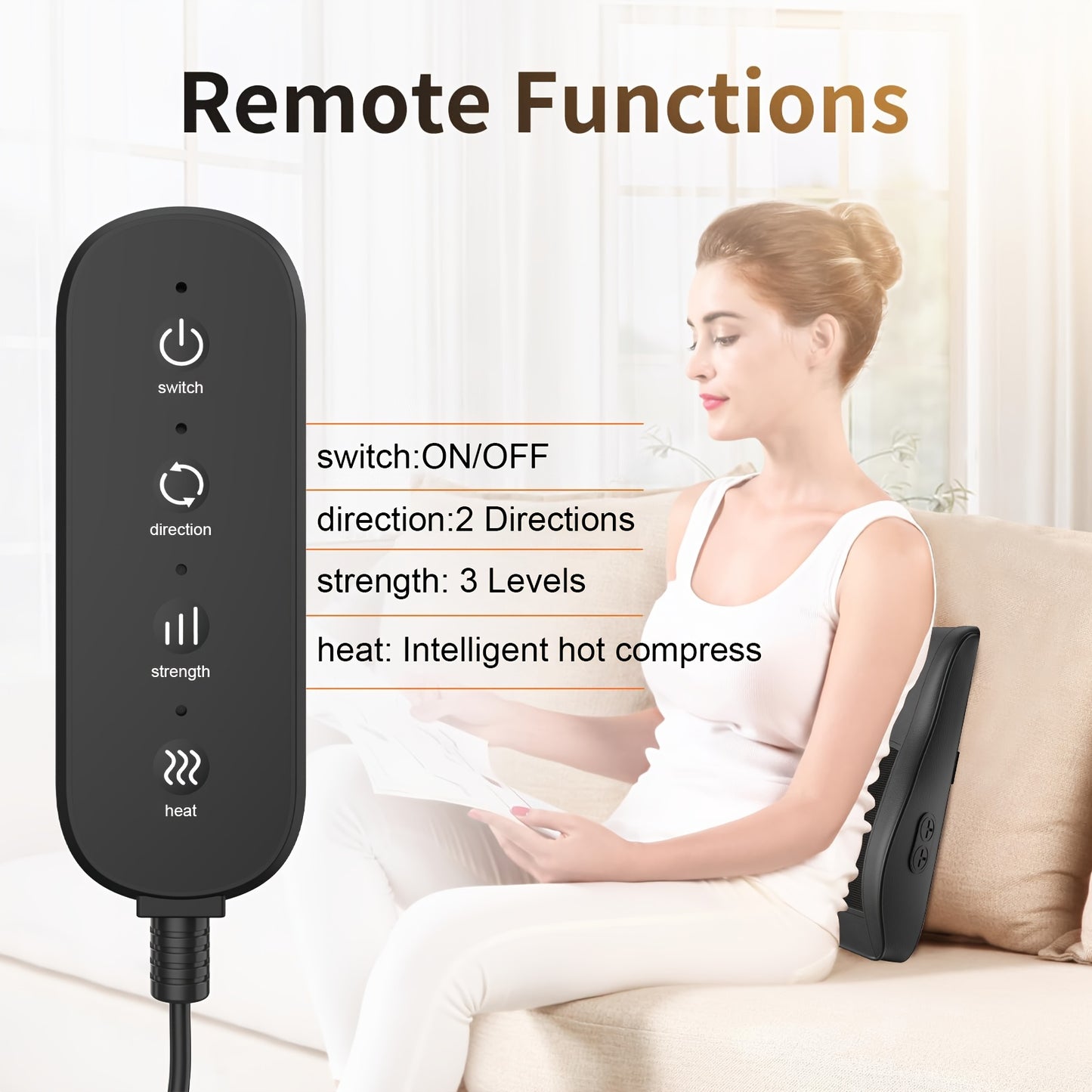 MASSTECK Shiatsu Back Massager Featuring Heat, Designed for Deep Tissue in The Neck, Shoulders, And Back, Offers 3 Massage Modes And 2 Heat Settings, Providing a 3D Kneading Experience for Overall Body, Perfect As Gifts for M