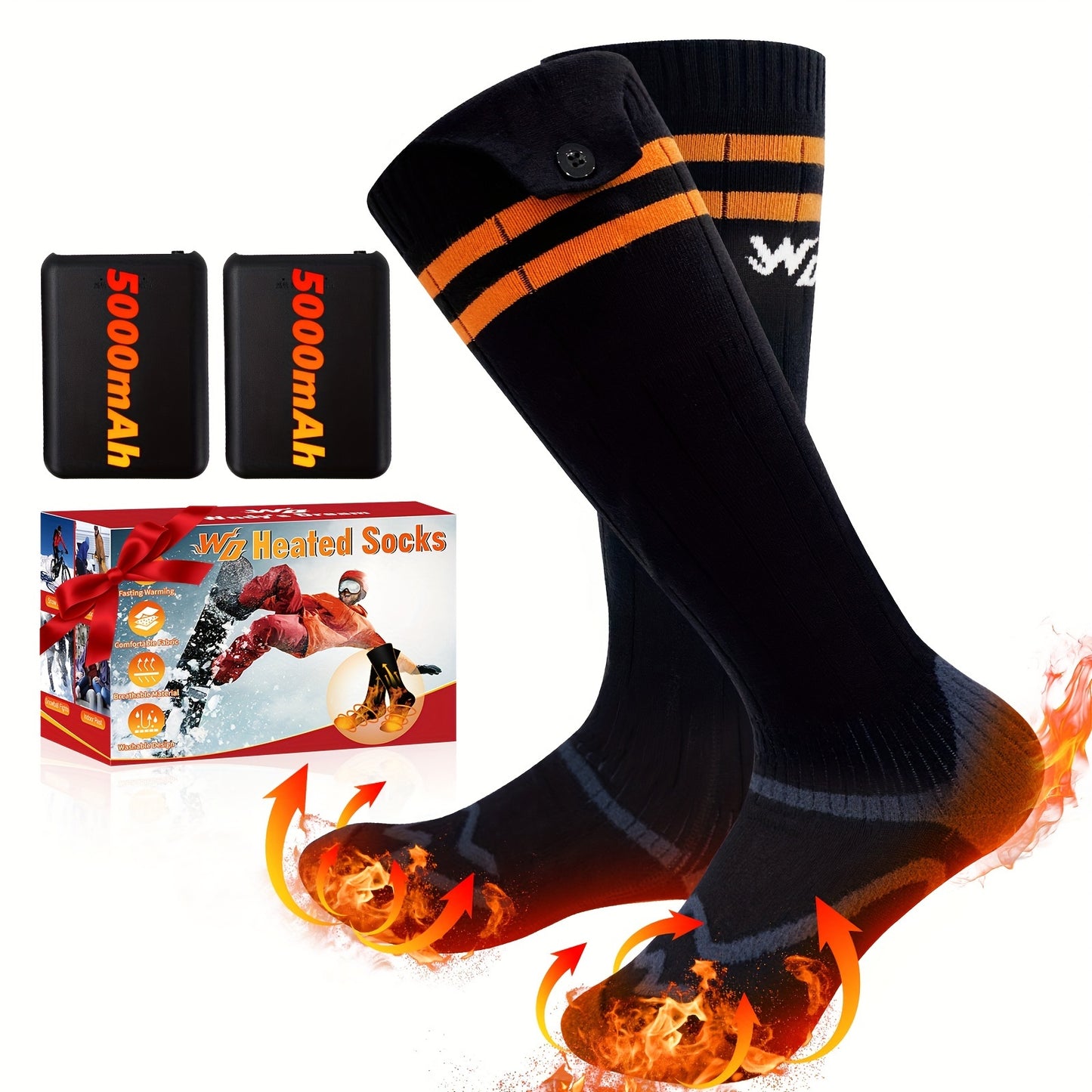 WNDY'S DREAM Heated Socks With 5000mAh Rechargeable Battery, Unisex