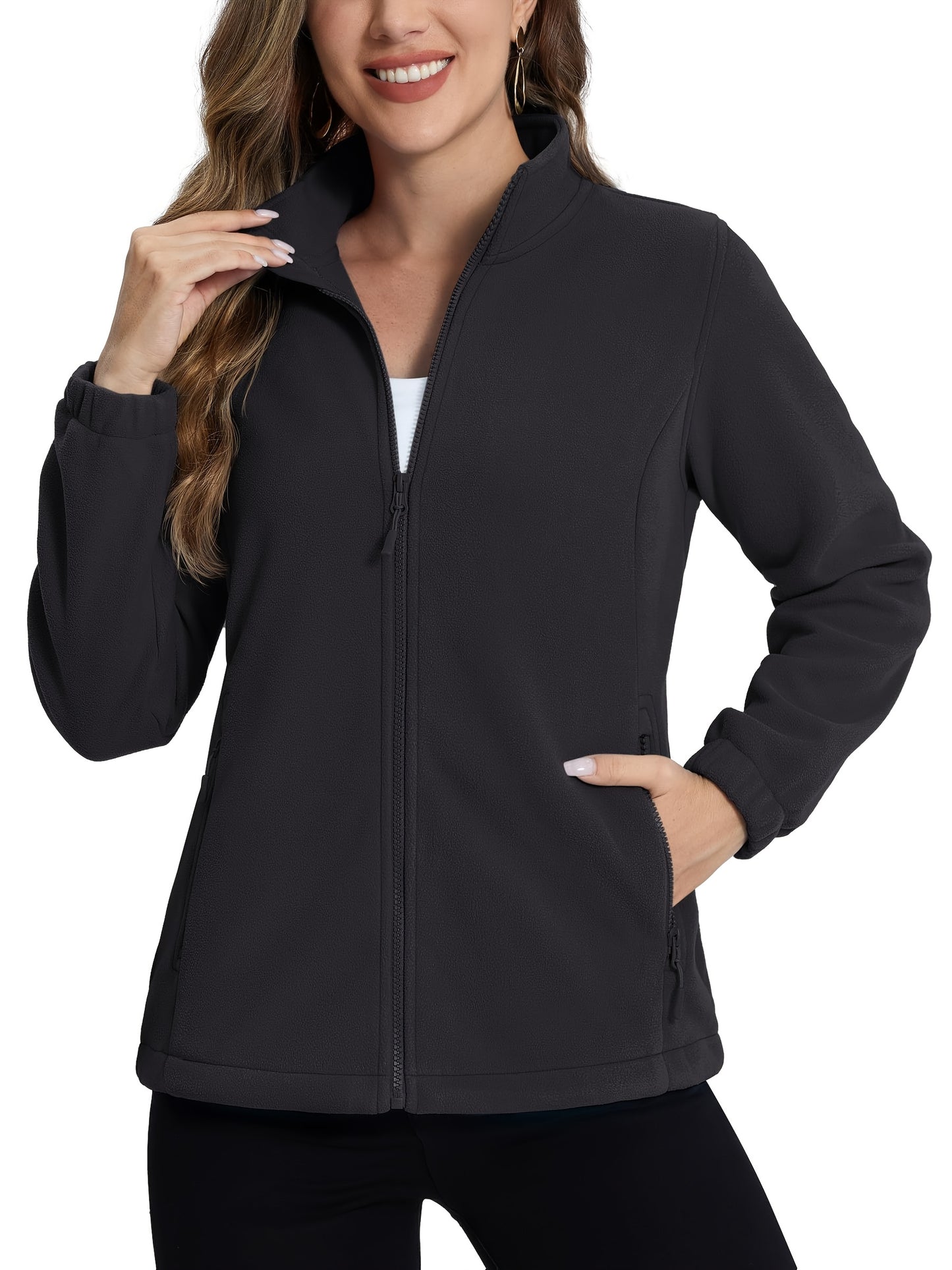 MAGNIVIT Women's Full-Zip Jacket, Stand-Collar Lightweight Polyester