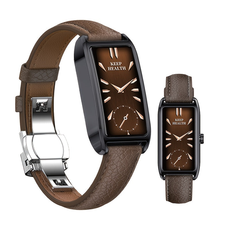 Couple smart High Quality watch, retro square dial, brown strap, Keep Health health tracking, suitable for more than ten languages and over a hundred modes, supporting exercise recording, menstrual period recording, sleep mon