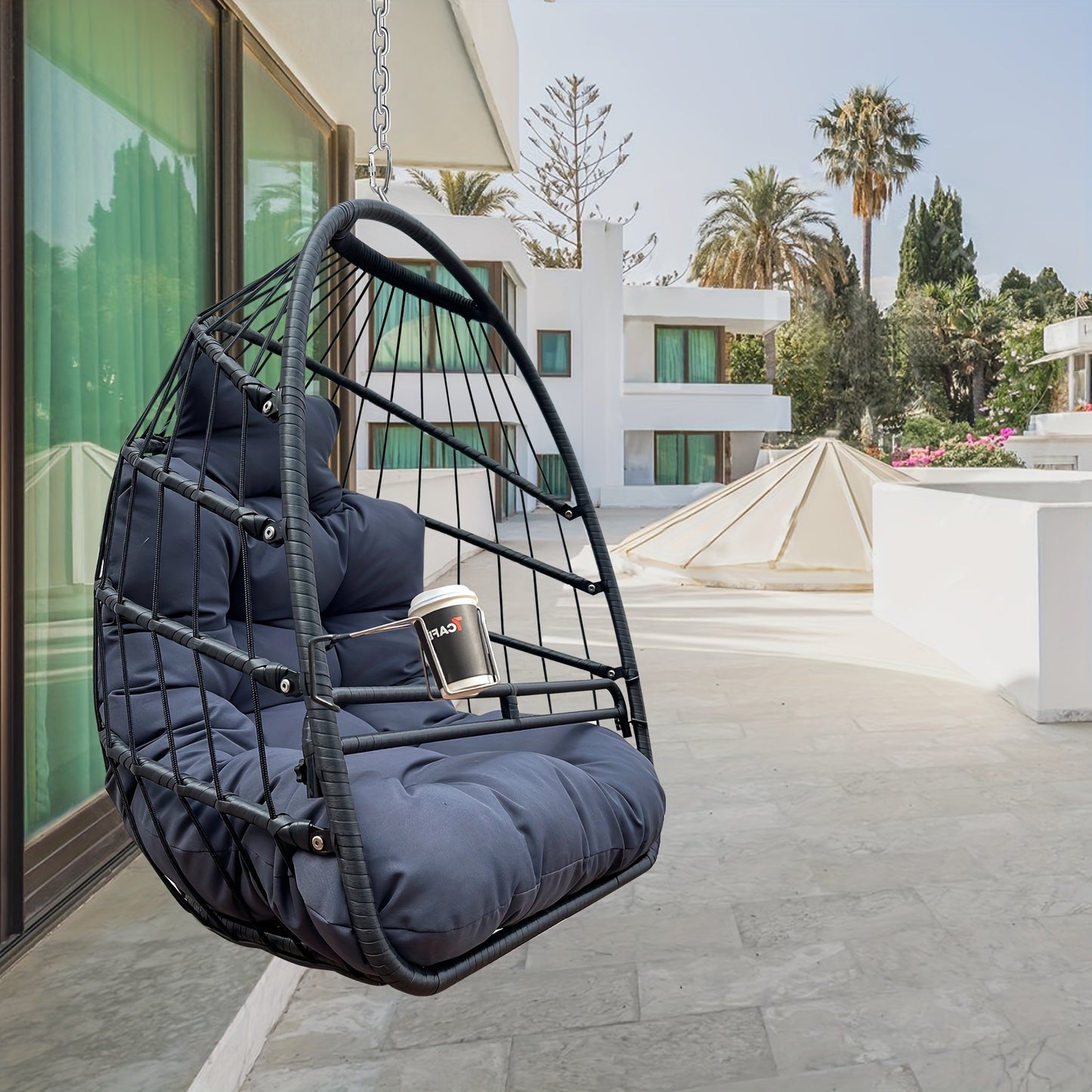 JESE Egg Basket Swing Chair Cushioned For Outdoor Leisure