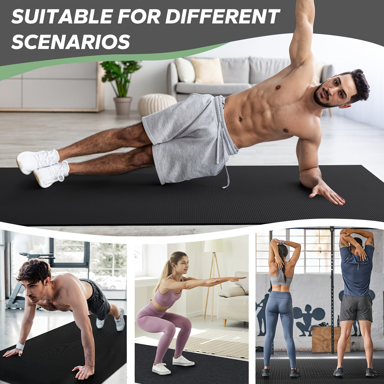 1 Extra Large Exercise Mat, Gym Mat | 8mm Thick High-Density Non-Slip PVC Floor Mat for Home Gym, Cardio & Yoga | Multiple Sizes 6'x8', 6'x10', 7'x5' & More, Foldable, Wear-resistant