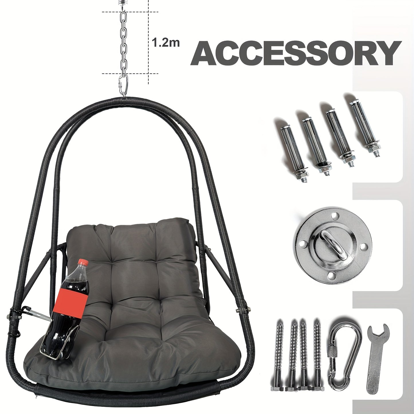 Geek Chef Oval Wicker Hammock Chair With Cup Holder