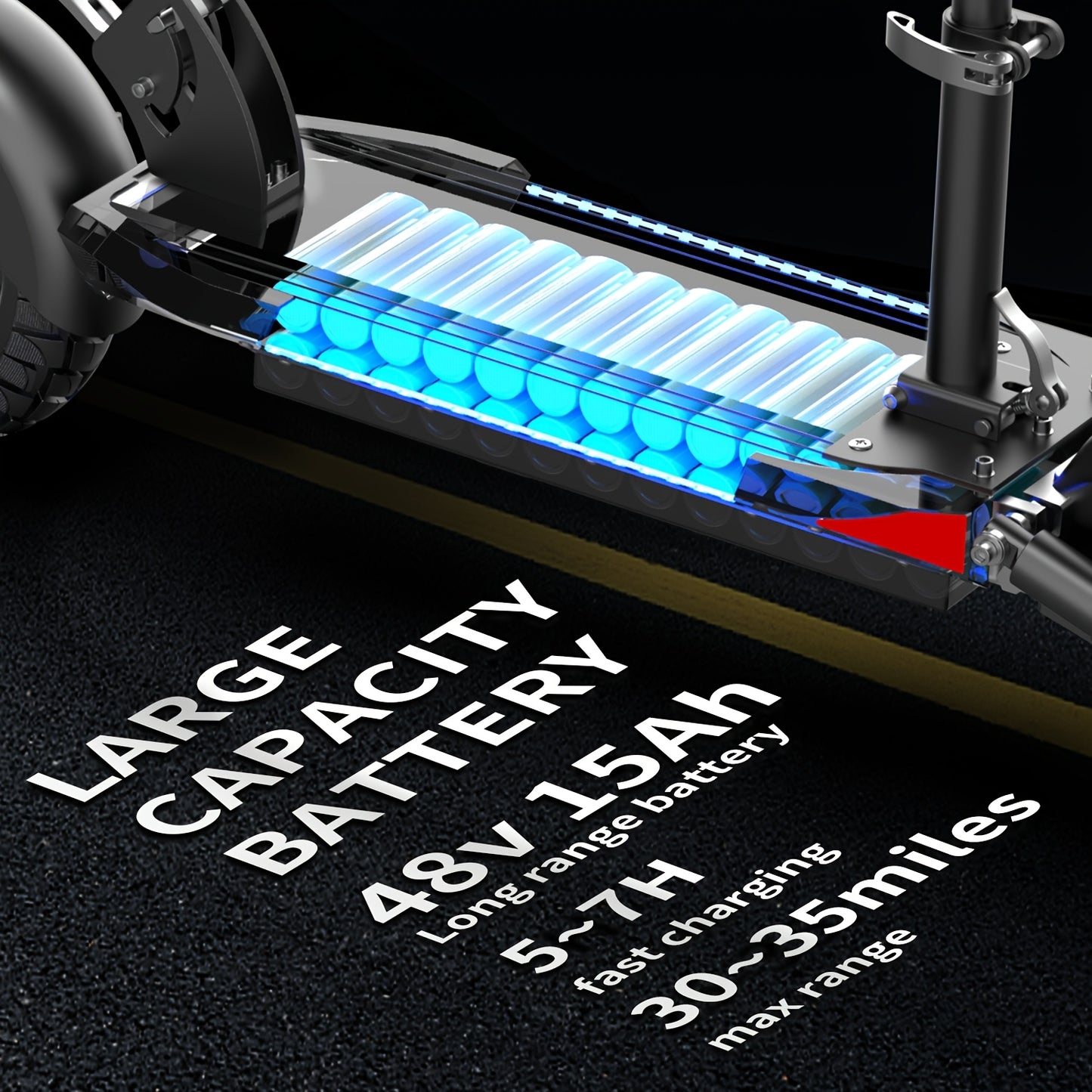 Electric Scooter Foldable 48V 15Ah Battery for Commuting