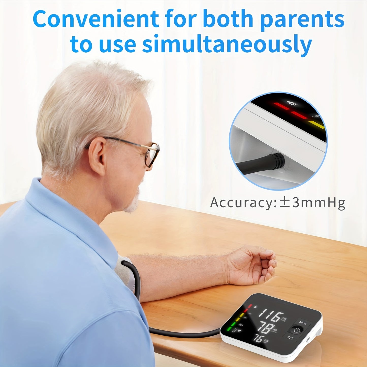 Arm Blood Pressure Monitor with LED Large Screen, Rechargeable Digital Blood Pressure Machine, BP Monitor Automatic Upper Arm Digital with 16.54 Inch Blood Pressure Cuff for Home Use, Easy Touch Operation, 2*120 Users Memory