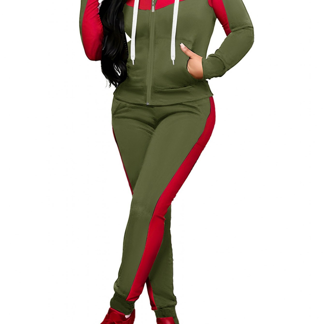 SCACTO Women's Two-Piece Full-Zip Hoodie Set With Shapewear