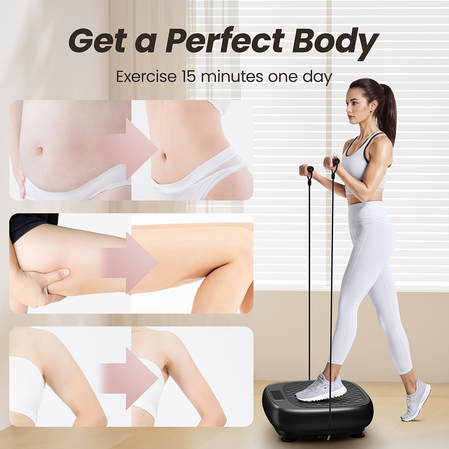 KERDOM Mini Vibration Plate Exercise Machine For Full-Body Workouts, Low-Noise Fitness Platform Vibrating Shaking, Speed Adjustable Full Body Shaker Workout Vibrate Stand Shake Board Sport Gym Fat Burner, Home Exercise, Space