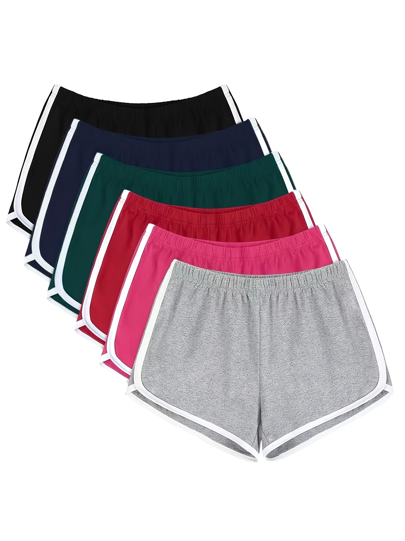 6pcs Women's Fitness Shorts - Soft, Breathable, Hip-Lifting Design, Stylish Dolphin Cut, Versatile for Gym, Cycling, Hiking & More, Spring Clothes, Summer Clothes, Valentine's Day Gifts, Easter Gifts, Discounted